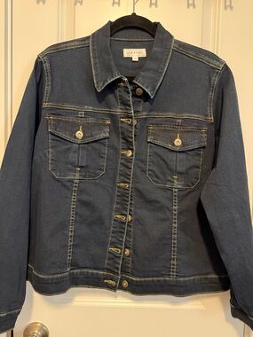 LILA RYAN Navy Blue Denim Jacket with Chest Pockets